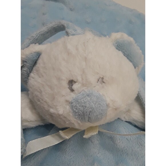 Blankets & Beyond Lovey Security Blanket White Blue Minky Dot Bear Baby Nunu - Picture 3 of 12